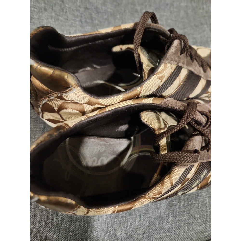 Vintage Y2K Coach Henrietta Brown Signature C Jacquard Suede Sneakers Womens 8 M - Picture 7 of 9